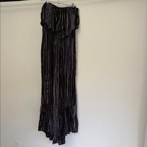 Free People Boho Style Black and Purple Strapless Maxi Romper